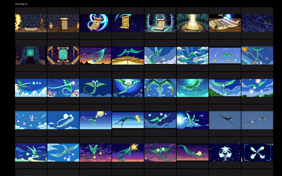 A large library of generated videos in SORA AI depicting that it took multiple tries to get the right image for the final cut