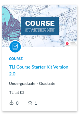 Screenshot of the Canvas Commons card for the TLi Starter Kit, Version 2.0.